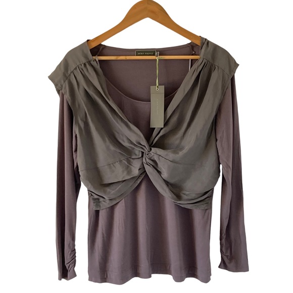 Mint Velvet Tops - BNWT Mint Velvet Women's Relaxed Floaty Fit Charcoal Grey Blouse Uk Size 16
